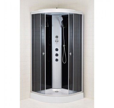 Hidromasāžas dušas kabīne LUKA 80 Black LPS Jet ar tonētu stiklu
