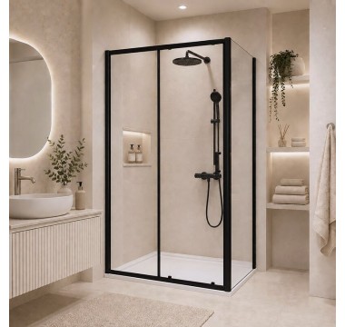 Dušas kabīne CITY Asti black DW 120x90