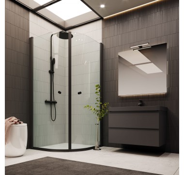 Dušas durvis Round Black 5252 (caurspīdīgs)